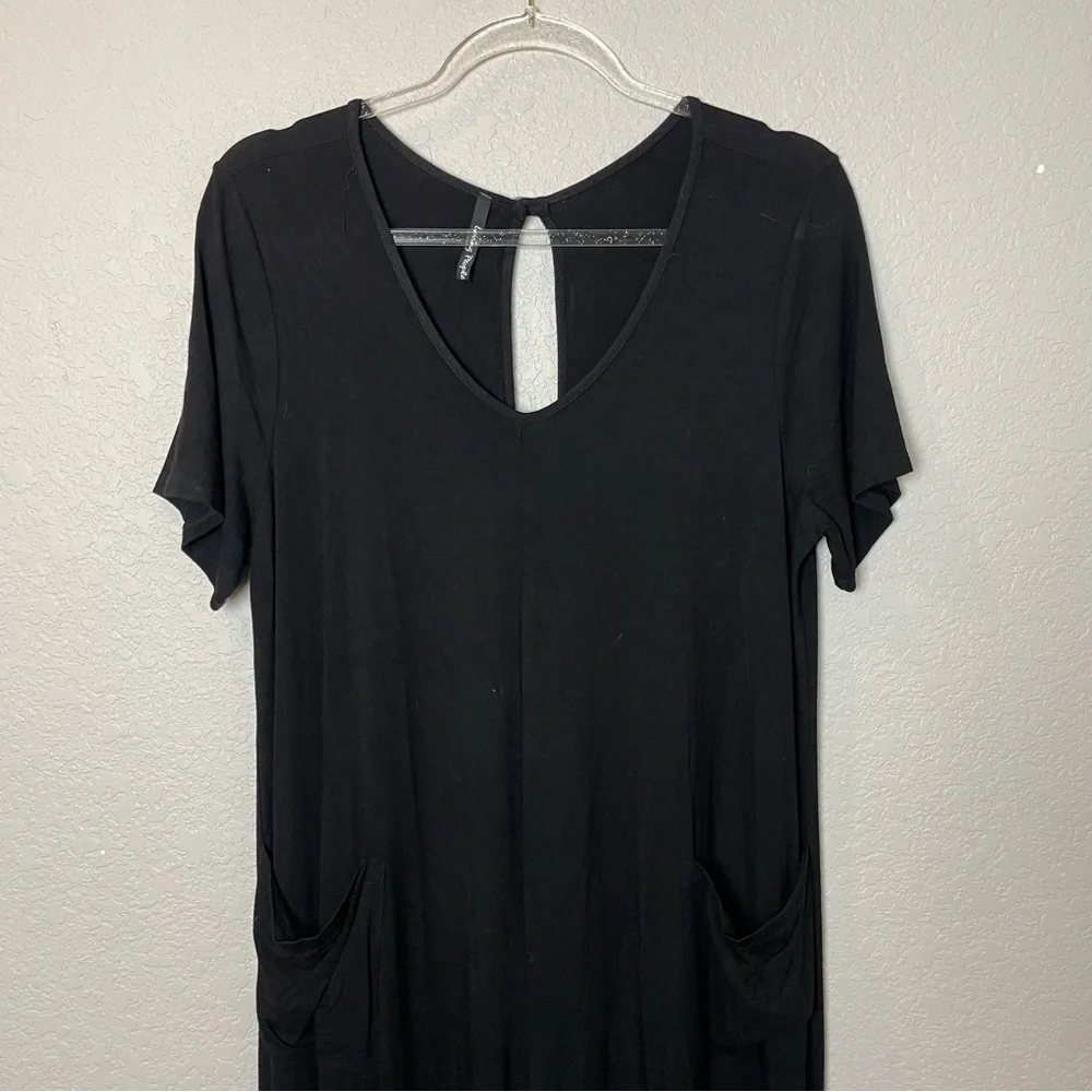 Loving People Stretchy Black Short Sleeve Cropped Jumpsuit Size L